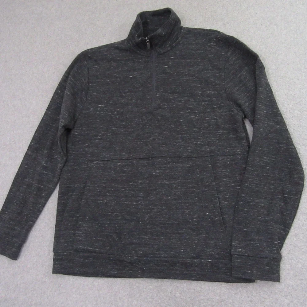 Stylus Mens 1/4 Zip Sweater L Gray Heather Mock Neck‎ Pullover Pocket